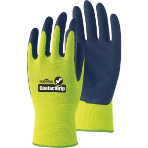 Workpower Arbeitshandschuh Contact Grip, Gr. 9, schwarz-neongrün, mit Latexbeschichtung.