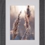 Schwarzer Holz-Bilderrahmen (10x15 cm) mit Passepartout und Gräser-Motiv.