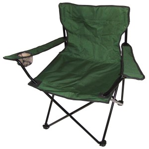 Grüner Mojawo Anglersessel/Campingstuhl mit Getränkehalter und Tasche.