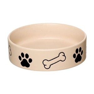 Beiger Ritzenhoff & Breker Hundenapf (18,5 cm) mit Knochen- und Pfoten-Motiven.
