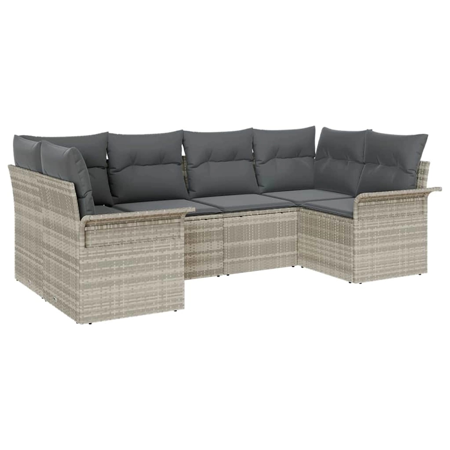 vidaXL Garten-Sofa-Set mit Kissen 6-Tlg Hellgrau Poly Rattan 3345502 günstig online kaufen
