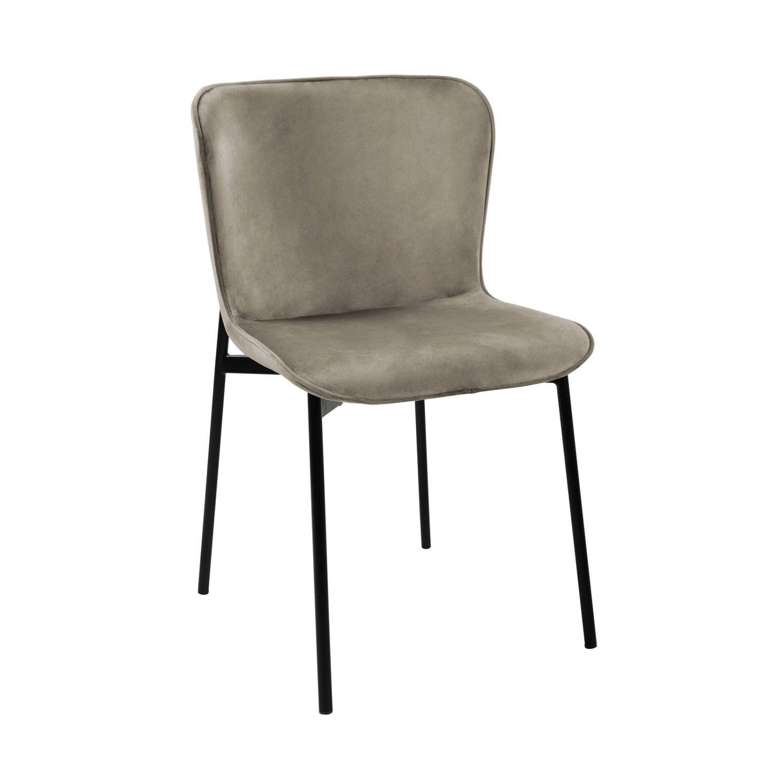 Svita Mary 2er Set Esszimmerstuhl, taupefarbener Samtbezug, schwarze Beine.