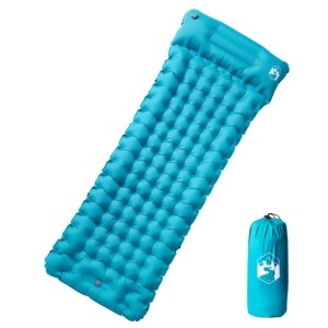 vidaXL Selbstaufblasende Isomatte mit Kissen Blau 4007096