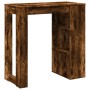 Bartisch Räuchereiche mit 6 Fächern aus Holzwerkstoff. Moderner Stehtisch mit Ablage für Küche/Wohnzimmer.