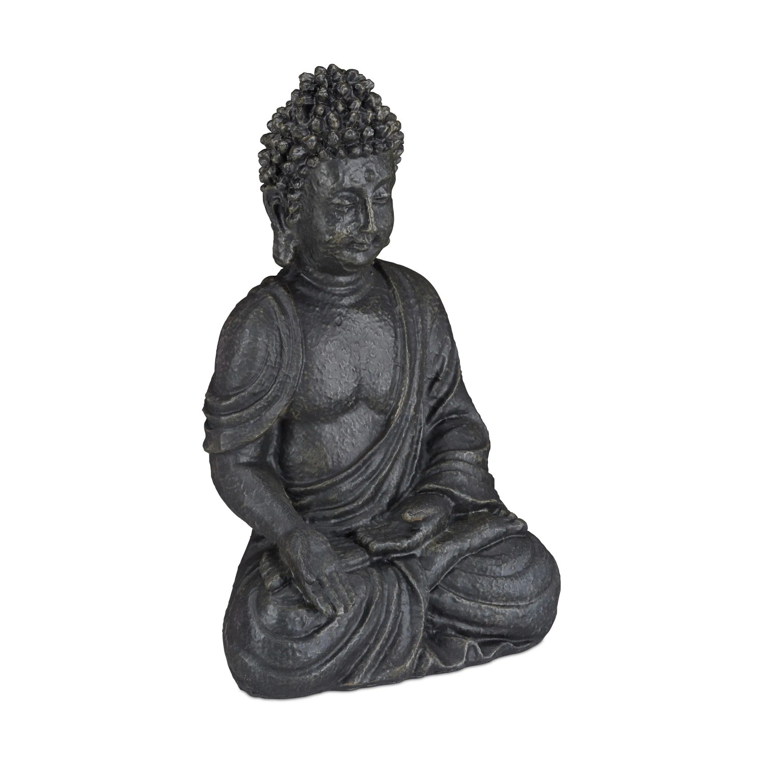 Relaxdays Buddha Figur Polyresin Dunkelgrau Wetterfest Frostsicher 40 cm x 24 cm x 15 cm 1,2 kg