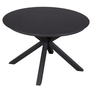 Runder, dunkelgrauer Gartentisch Malaga (120 cm) aus Aluminium mit modernem Kreuzgestell.