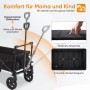 Sekey Bollerwagen, faltbar, schwarz, mit Dach, für 2 Kinder bis 100 kg. Camping & Freizeit.