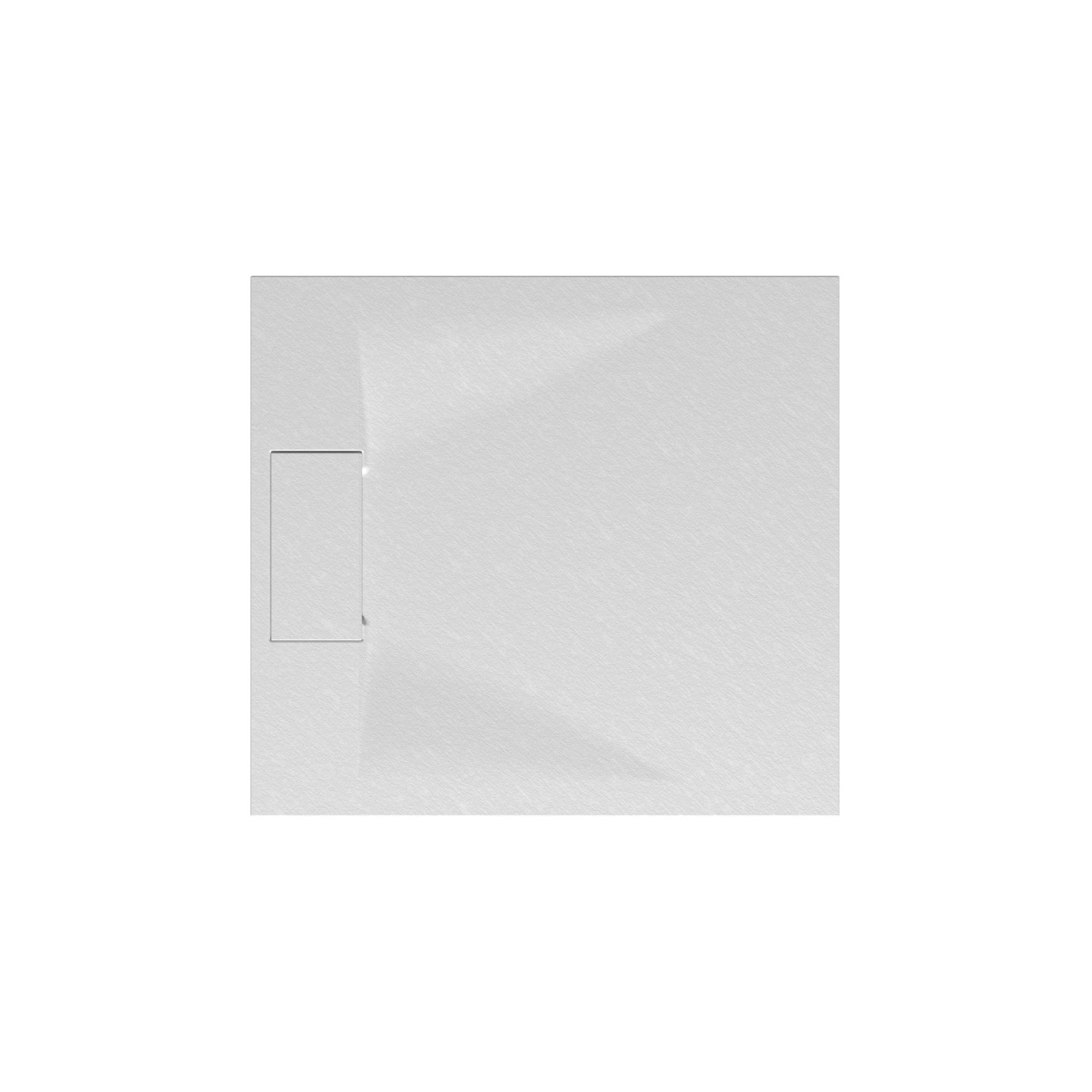 Rechteckige, extraflache Schulte Duschwanne ExpressPlus, 90x80 cm, in Weiß mit Steinoptik.