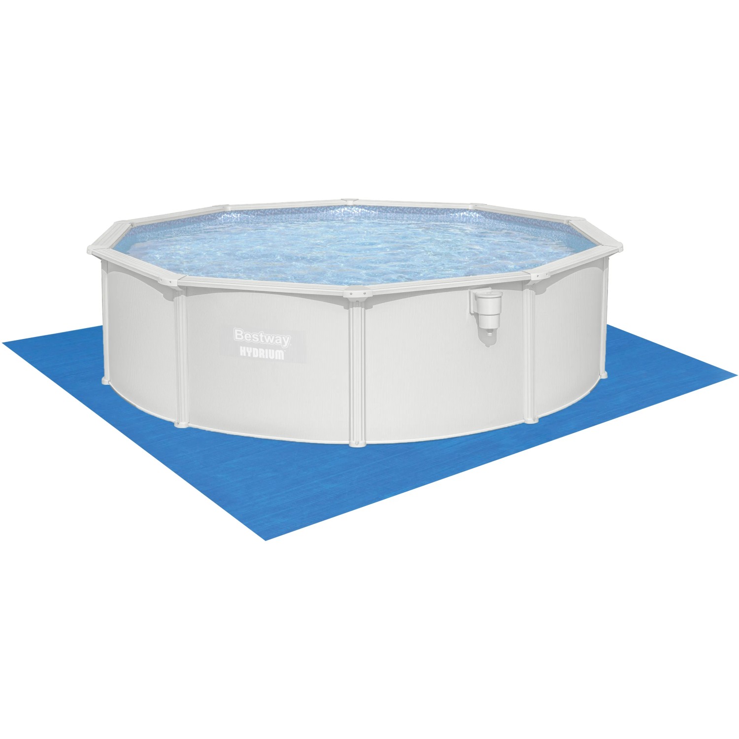 Bestway Hydrium Stahlwandpool Set, Ø 460x120 cm, mit Bodenplane. Ideal für den Garten.