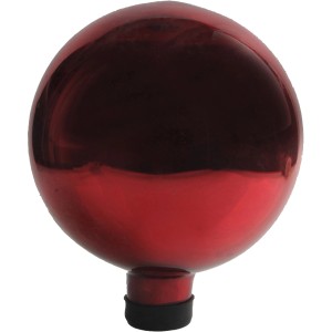 Rote Rosenkugel, Ø 10 cm, aus Glas für die Gartendekoration.