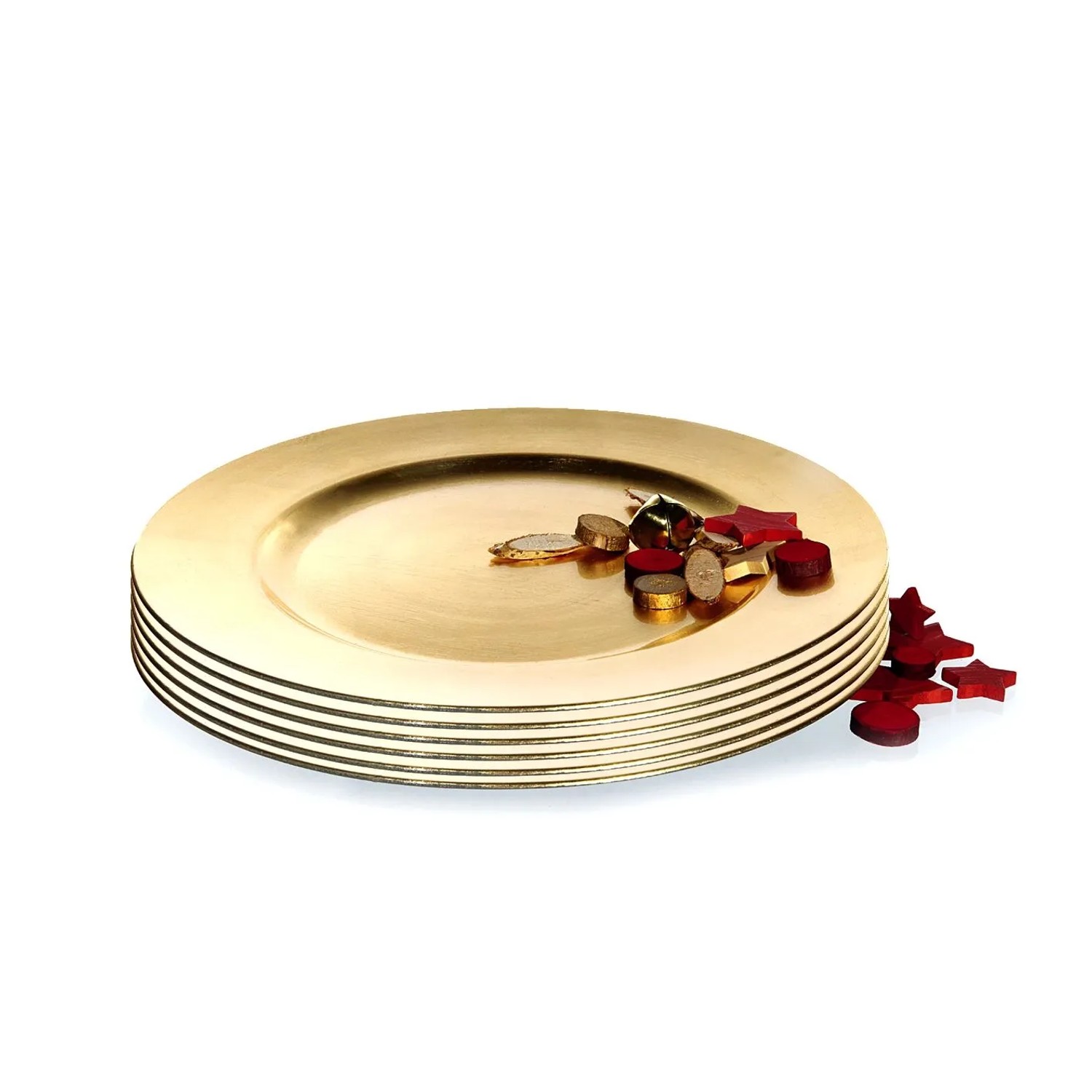 BigDean Platzteller 6 Stück Dekoteller Event Teller Unterteller Antik Gold Farbend 33cm Kunststoff Tischdeko