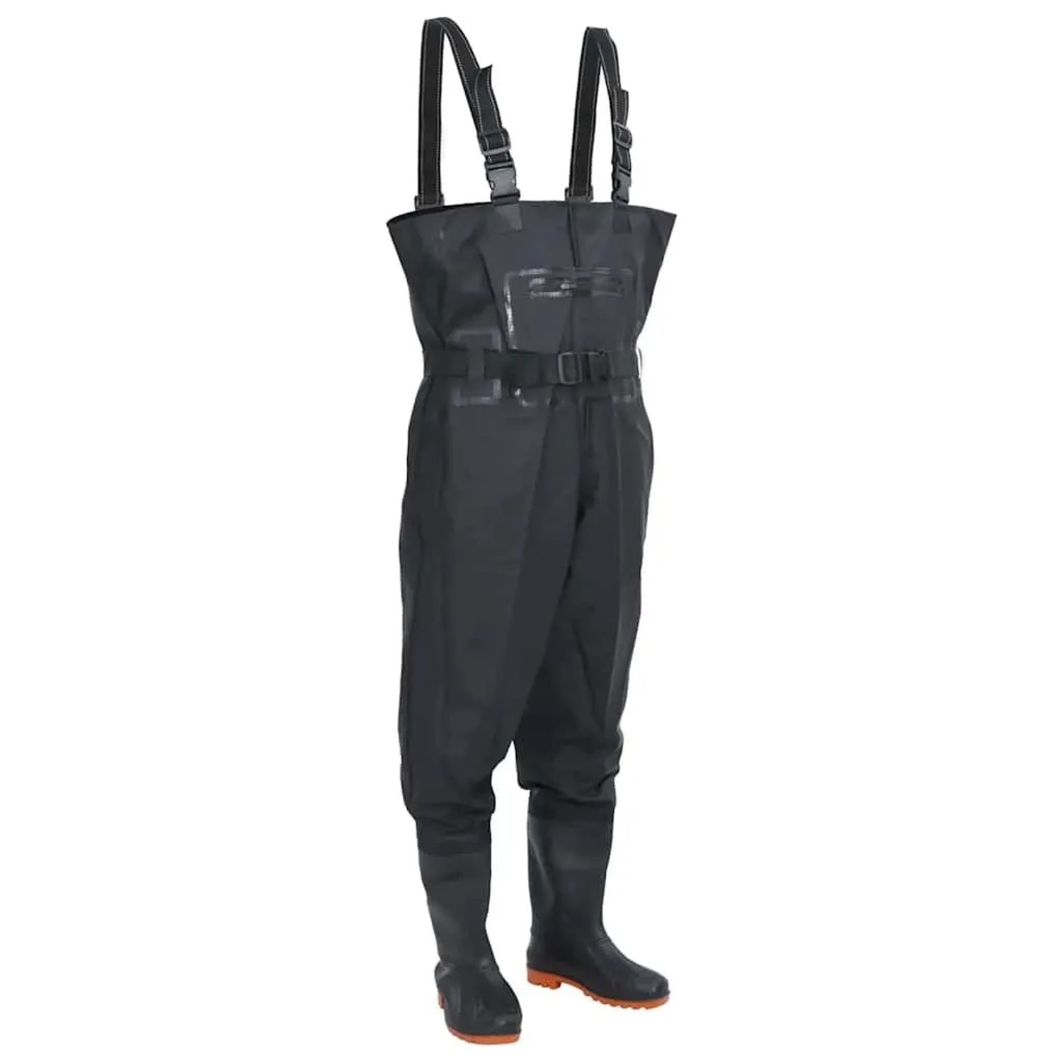 vidaXL Wathose mit Stiefeln und Gürtel Schwarz Größe 45 4017006