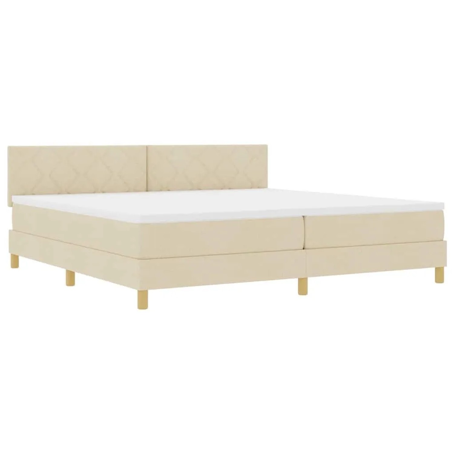 vidaXL LED Boxspringbett mit Matratze und LED Creme 200 x 200 cm Stoff 3342546