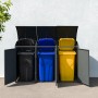 Westmann Mülltonnenbox Moderna für 3 Tonnen (je 240 l) in Anthrazit. Aufbewahrungsbox aus Stahl mit Gasdruckfedern.
