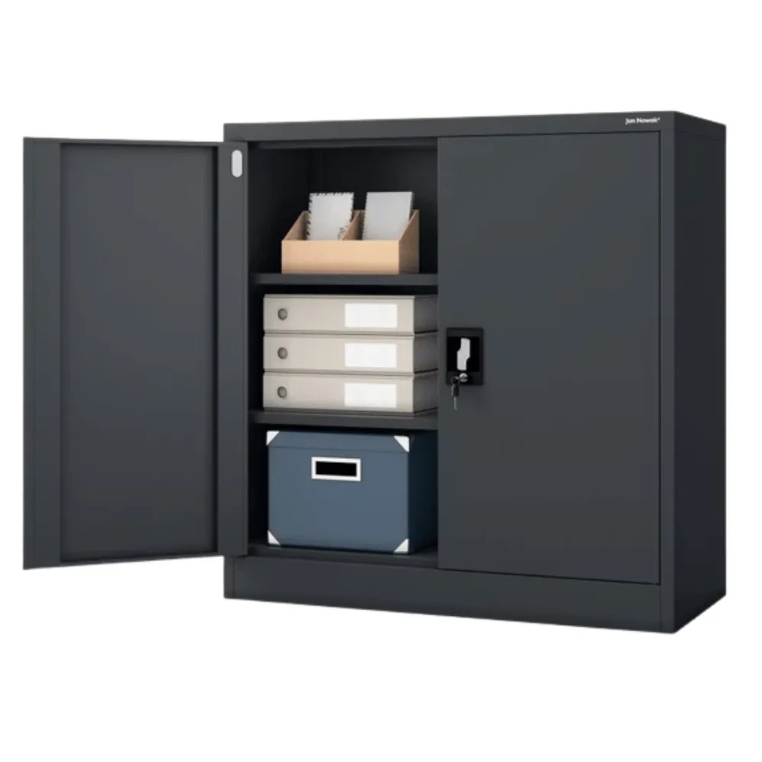 JAN NOWAK Aktenschrank Abschließbar BEATA mit Flügeltüren 93 x 90 x 40 cm Anthrazit