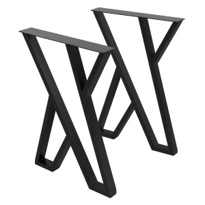 ML-Design Tischbeine, 2er Set, X-Form, Stahl schwarz, 50x71 cm, für Esstische.