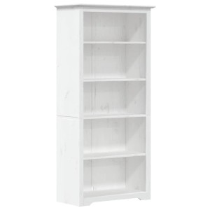 Weißes Bücherregal BODO aus massivem Kiefernholz mit 5 offenen Fächern. Hohes Regal für Bücher & Deko.