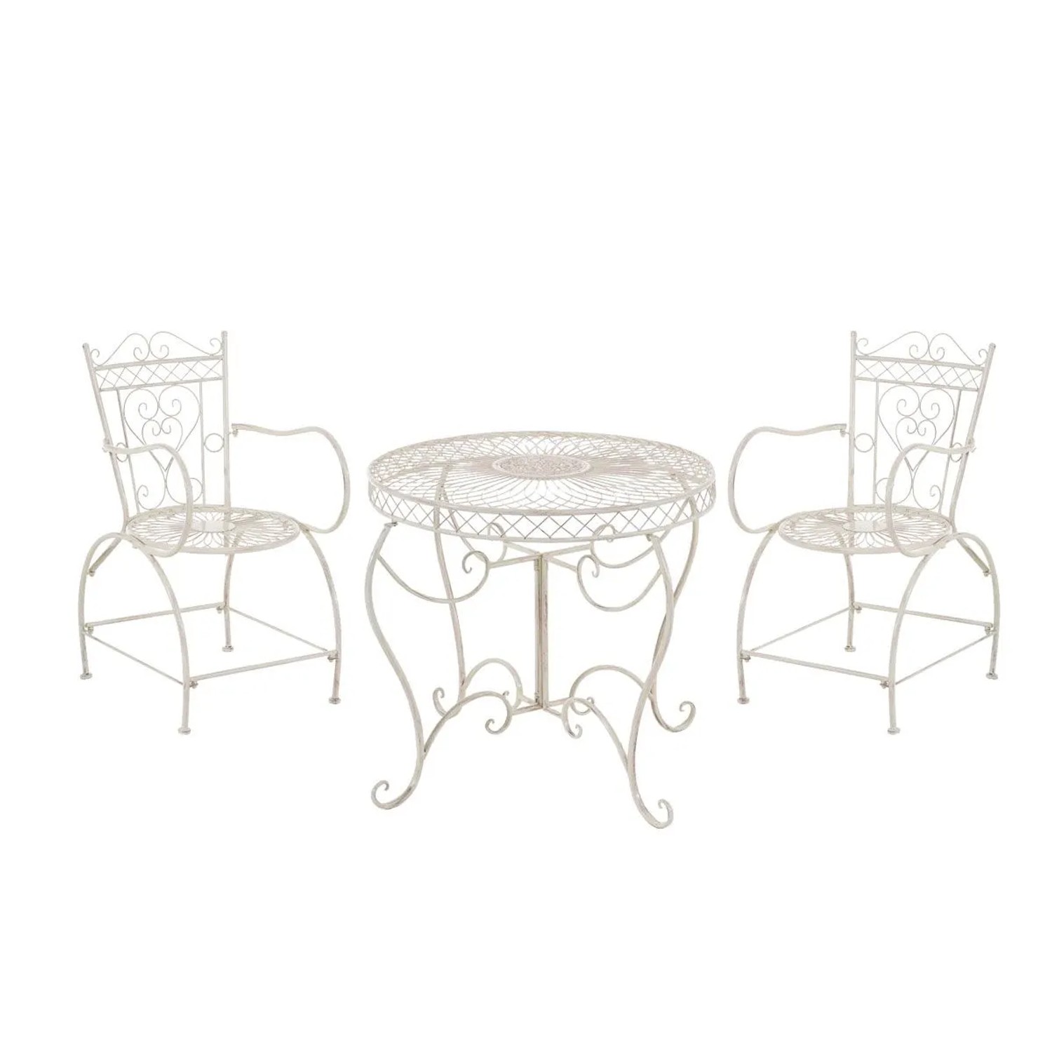 DELUKE Balkonset Bistroset LORIN Metall Antik-creme 90x90x69cm Gartenmöbelset 2 Personen Metall Vintage Balkonmöbel Set ...