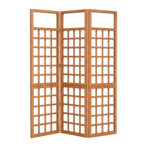 Klappbares Rankgitter aus hellbraunem Tannenholz als Sichtschutz. Ideal für Garten, Balkon oder als Raumteiler.