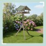 Relaxdays Vogelfutterhaus mit Ständer Tannenholz Braun Wetterfest 120 cm x 37 cm x 37,5 cm 2,8 kg_2