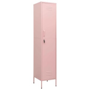 Rosa Schließfachschrank aus Stahl, 35x46x180 cm, für Büro oder Zuhause.