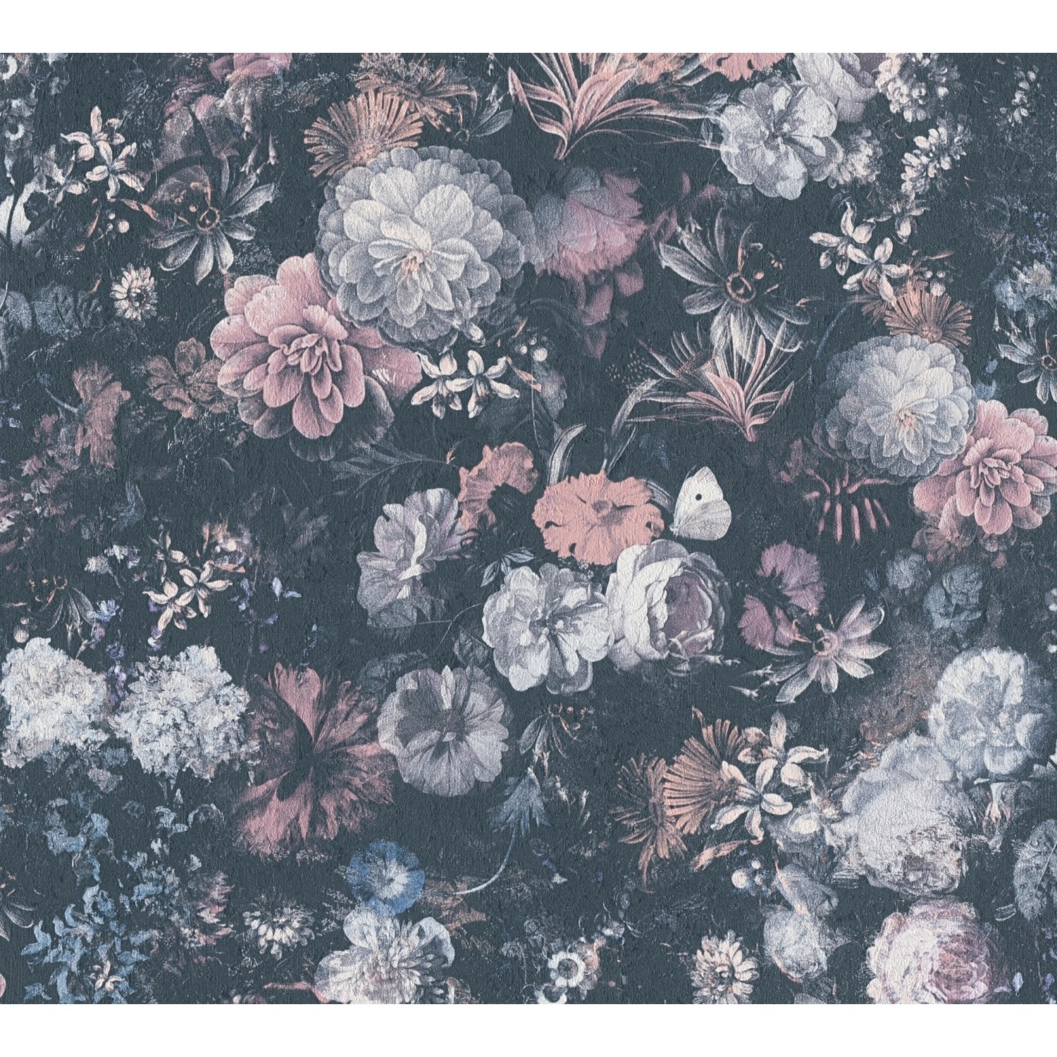 Vliestapete Blumen Blau Grau FSC®