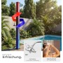 Tectake Solardusche Ofanto 35L im Garten mit Pool. Regendusche mit Seifenablage, erwärmtes Wasser bis 60°C.