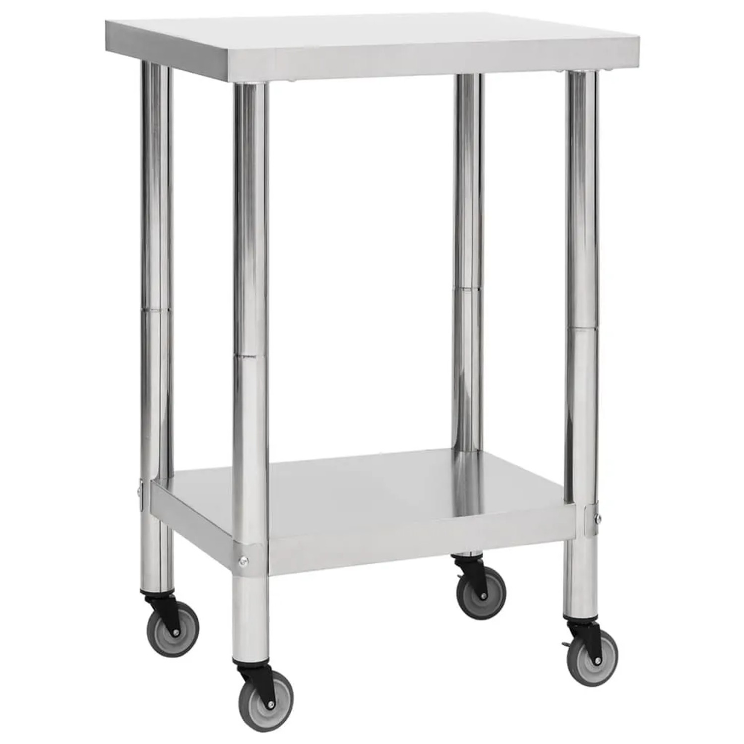 DELUKE Edelstahl Arbeitstisch Mit Rollen BEWO 60x60x85cm Gastro-Tischwagen Arbeitsfläche Gastro-Küchentisch Servierwagen...