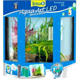 Tetra AquaArt Explorer Line Crayfish LED Aquarium-Set, 30 l, Weiß. Komplettes Nanoaquarium mit Zubehör.