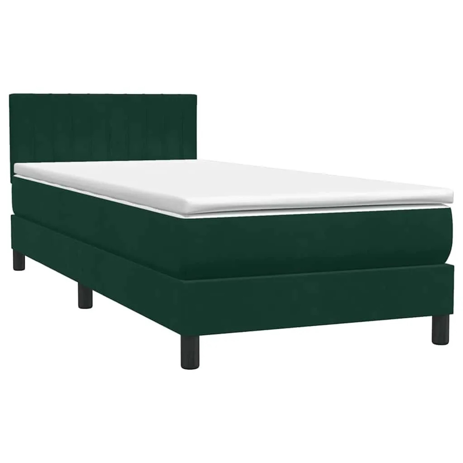 vidaXL Boxspringbett mit Matratze Dunkelgrün 90x210 cm Samt 3316386