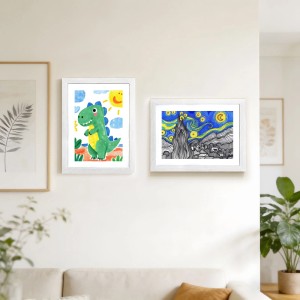 Relaxdays Kinderbilderrahmen A4 MDF Acrylglas Weiß Befüllbar 32 x 25,5 cm 500 g
