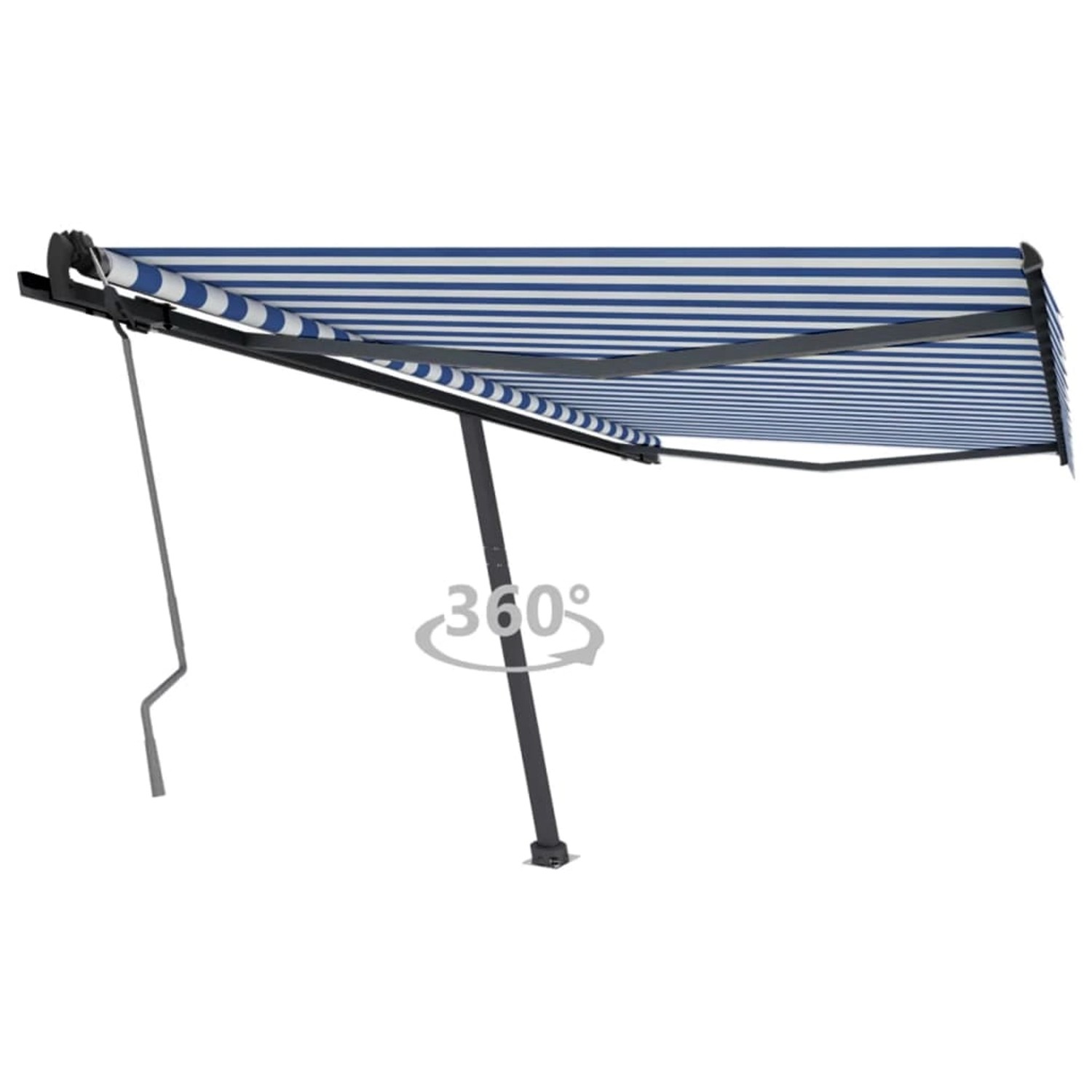 furnicato Standmarkise Manuell Einziehbar 400x350 cm Blau/Weiß günstig online kaufen