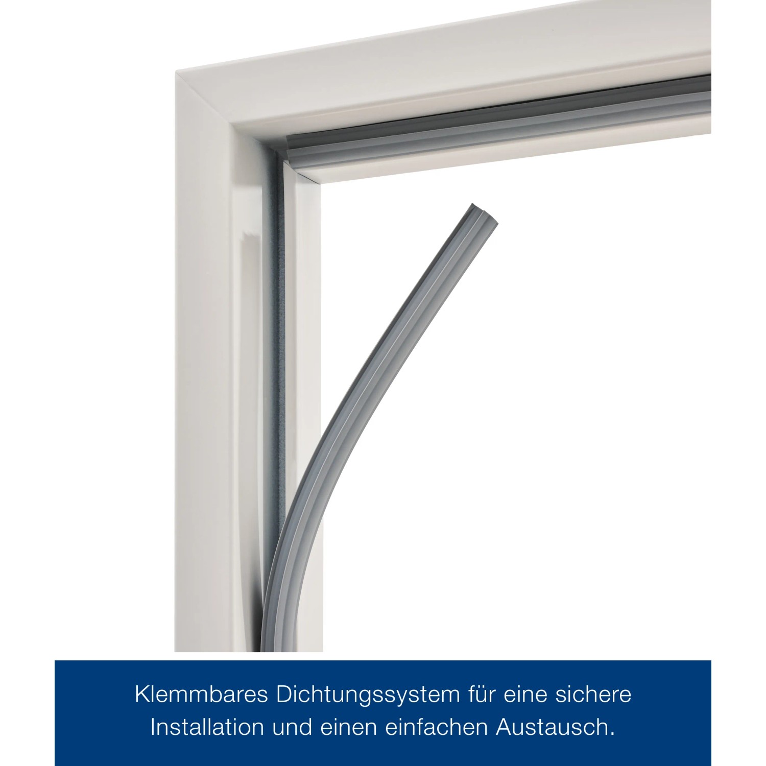 Detailaufnahme: Weiße ZK-Tür mit Eckzarge und Dichtung.