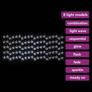 vidaXL LED Sternenvorhang Lichterkette 500 LED Kaltweiß 8 Funktionen 328807