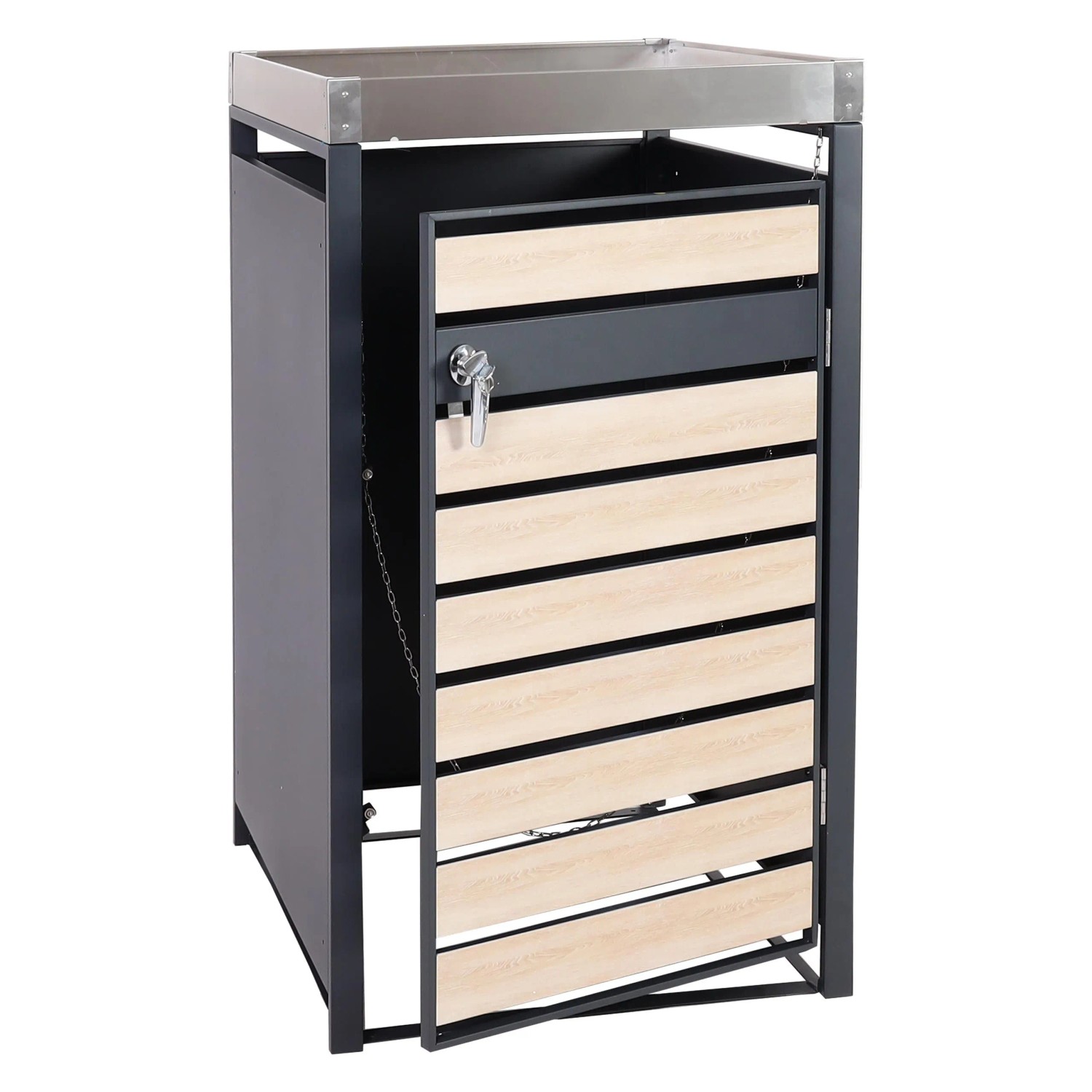 MCW Mülltonnenverkleidung J81 1er Buche-Holzoptik 125x68x80cm