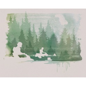 Disney Star Wars Fototapete: Endor Speeders in Grün/Grau, Waldszene.