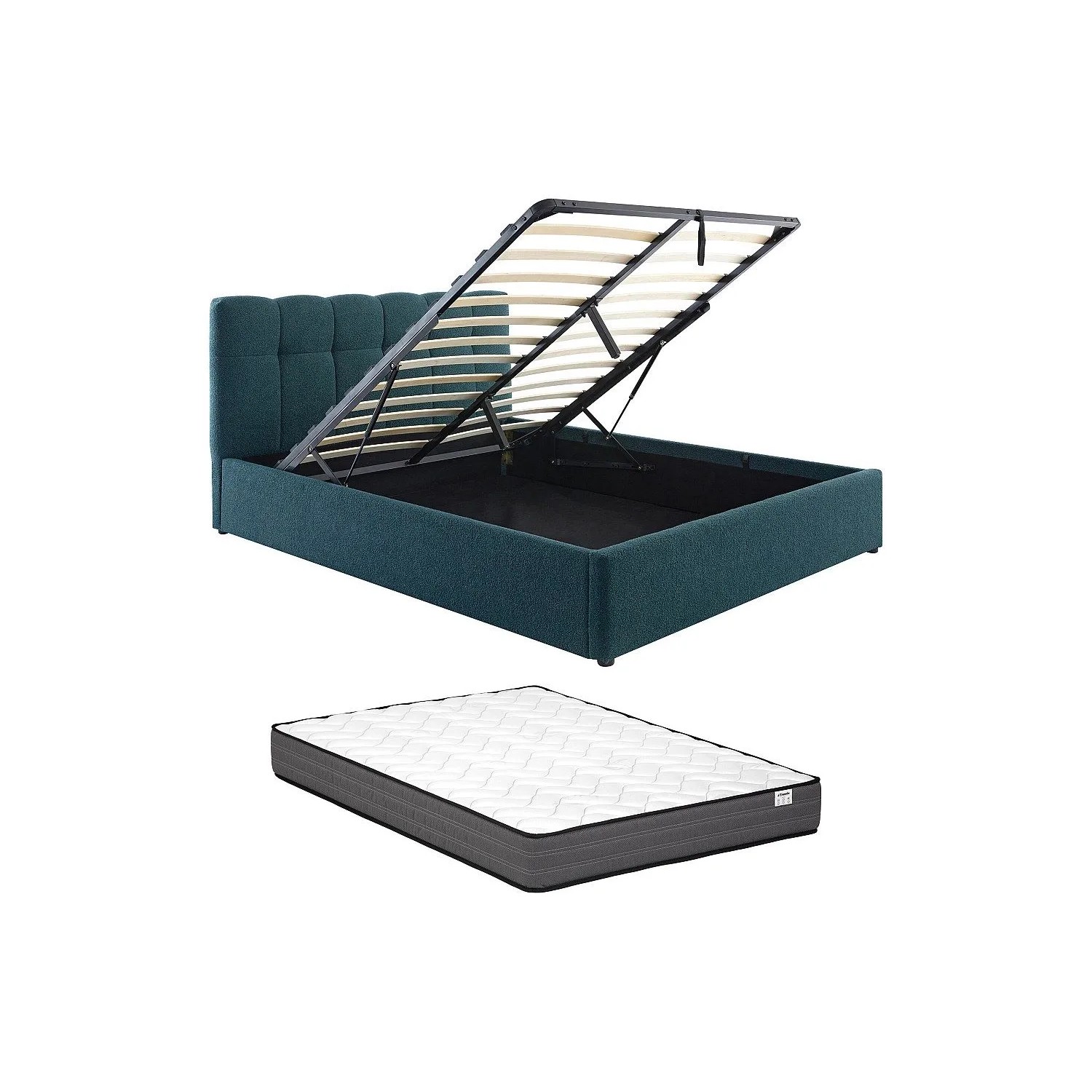 Vente-unique Bett Mit Bettkasten Maziri Blaugrün 152 cm