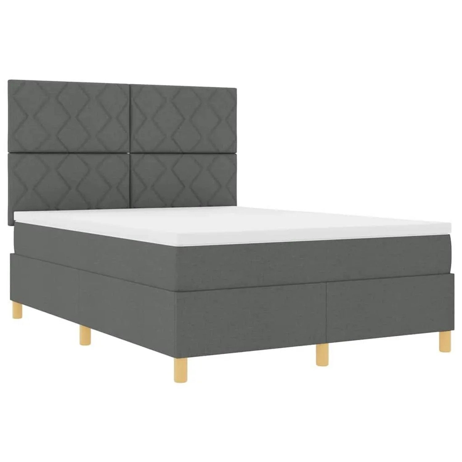 vidaXL LED Boxspringbett mit Matratze Dunkelgrau 140 x 190 cm Stoff 3343174
