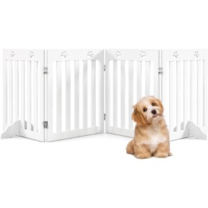 Costway Klappbar Treppengitter 60 cm Hoch 4 Paneele Weiß