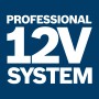 Bosch Professional 12V System Logo auf blauem Grund für Akku-Exzenterschleifer.