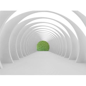 Sanders & Sanders Fototapete mit 3D Muster in Weiß und Grün, Tunnel-Optik.