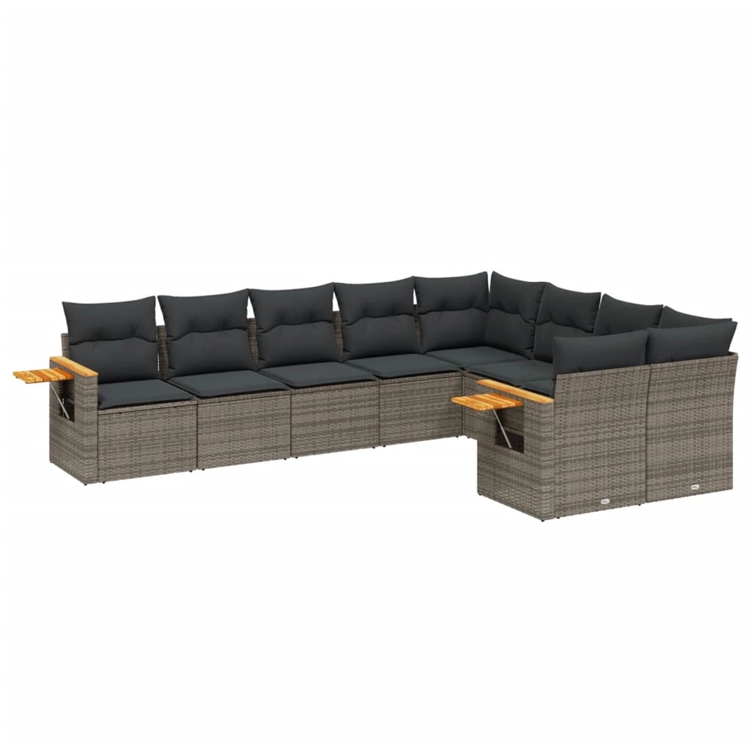 vidaXL 9-tlg Garten-Sofagarnitur mit Kissen Grau Poly Rattan Modell 70