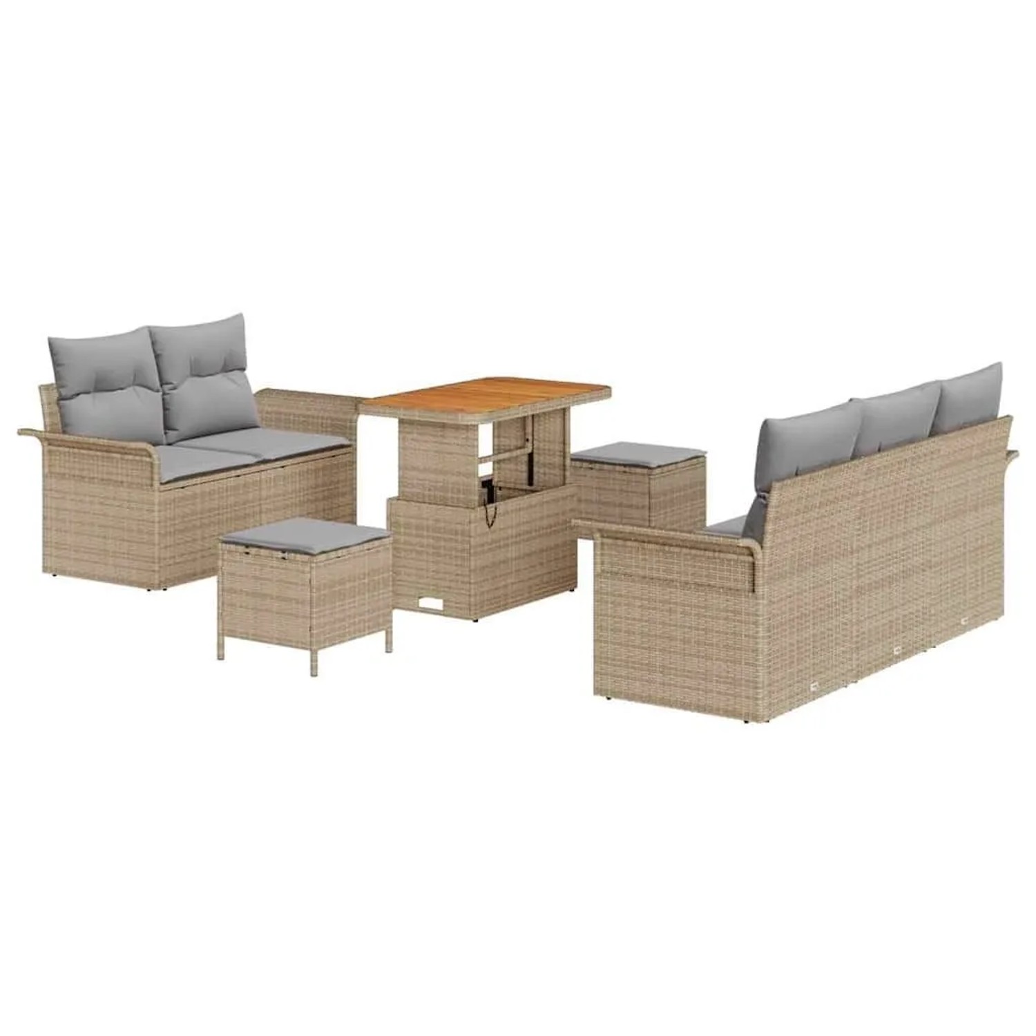 vidaXL Garten-Sofa-Set mit Kissen 8-Tlg Beige und Hellgrau 3364032