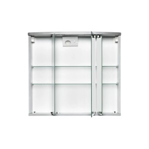 Jokey Spiegelschrank Doro, 65 cm, alufarben, mit LED und 3 Türen. Bad Spiegelschrank mit Glasablagen.