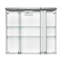 Jokey Spiegelschrank Doro, 65 cm, alufarben, mit LED und 3 Türen. Bad Spiegelschrank mit Glasablagen.