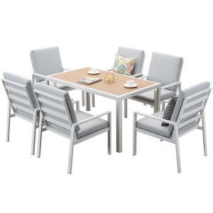MeXo Garten Essgruppe aus Aluminium für 6 Personen Weiß