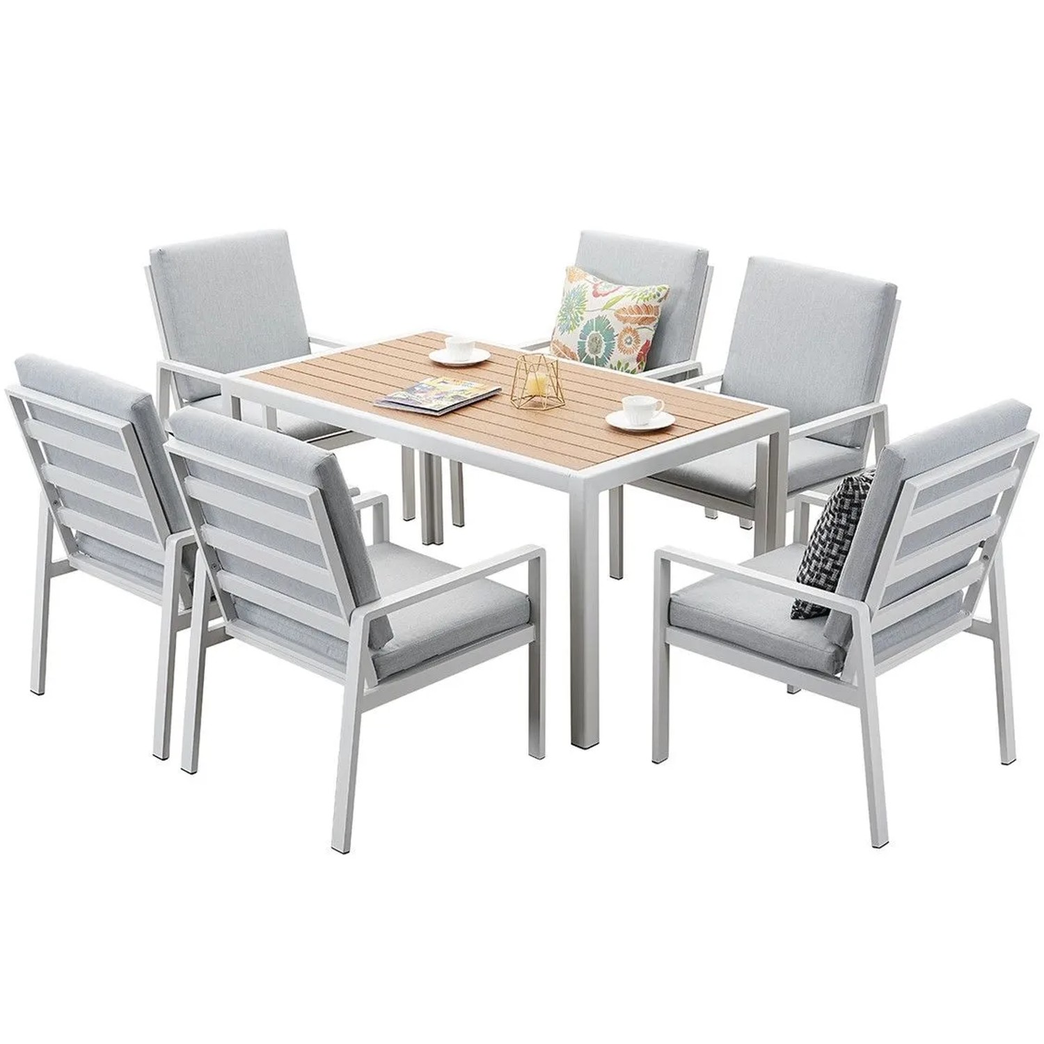 MeXo Garten Essgruppe aus Aluminium für 6 Personen Weiß günstig online kaufen