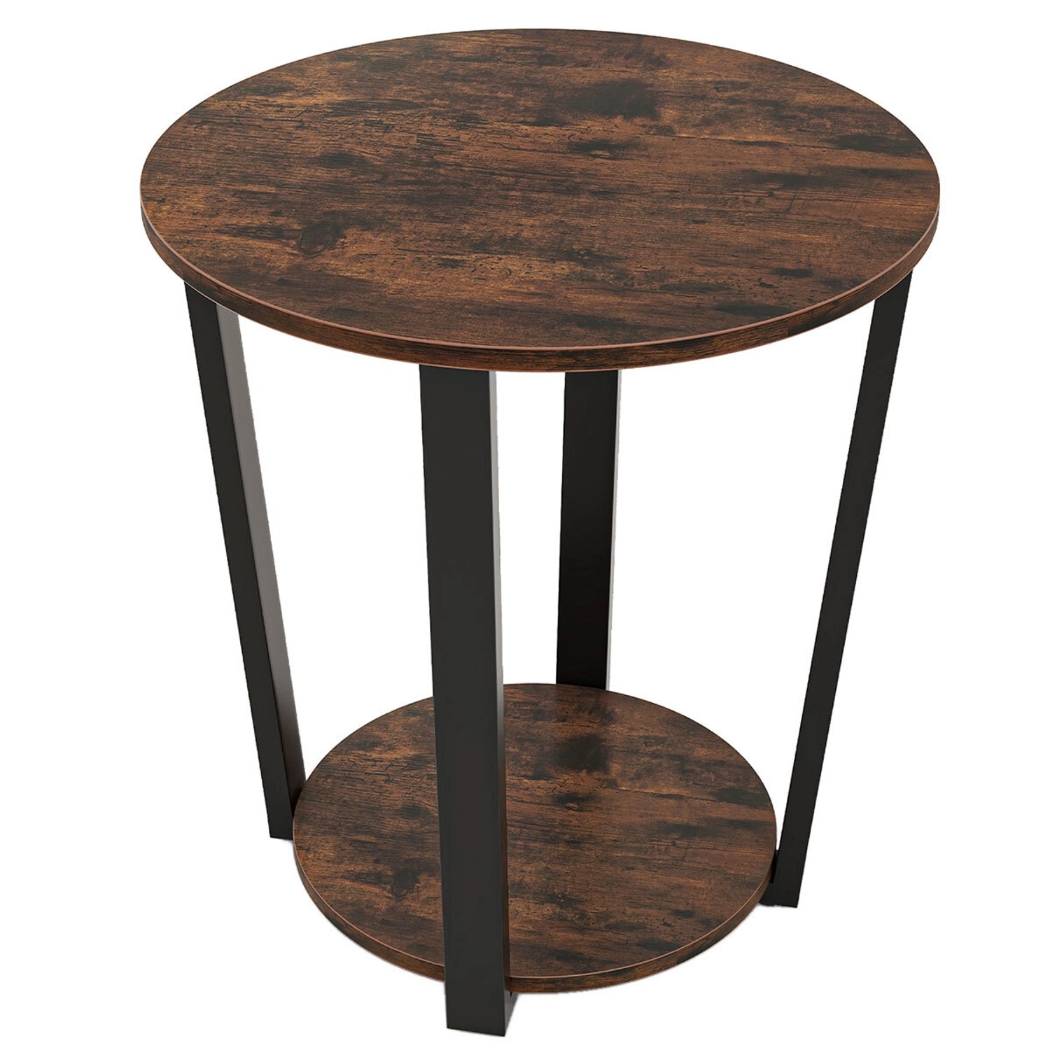 Costway Runder Beistelltisch Sofatisch mit Metallrahmen Braun günstig online kaufen