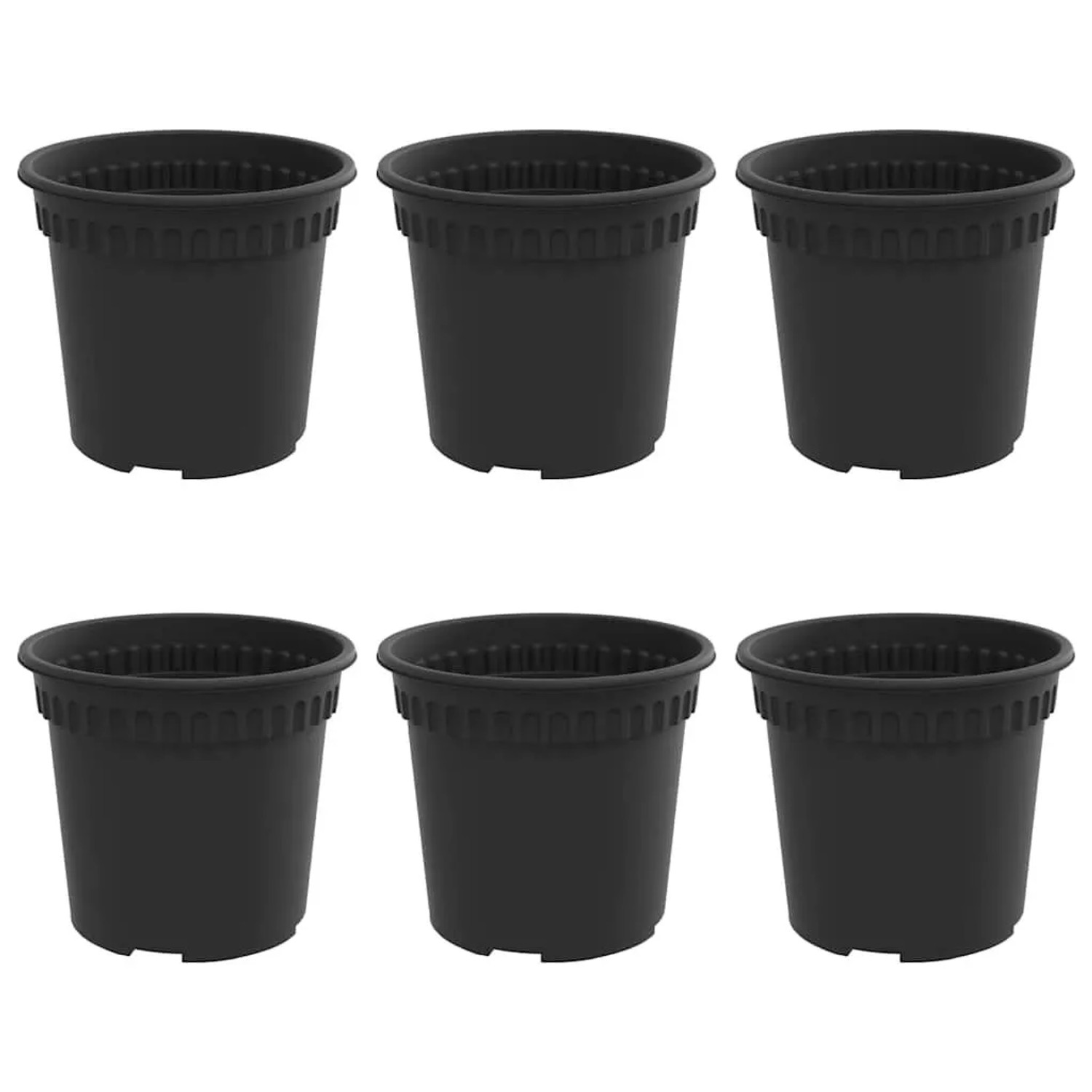 vidaXL Runder Blumentopf 6 Stk Schwarz Ø 15 x 12 cm Kunststoff 42020268