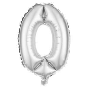Party Factory Folienballon 100 cm Zahl 0 Silber Ø 100 cm